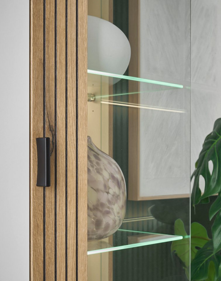 Home affaire Vitrine Hudson, Stauraumvitrine in moderner Trendfarbe, Griffe aus Metall (Schwarz), Höhe 180 cm – Bild 5 von 5