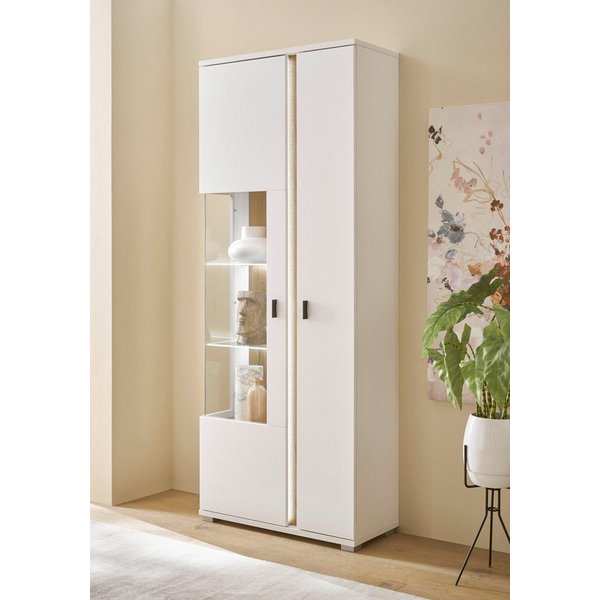 Home affaire Vitrine LONG ISLAND, Stauraumvitrine (1-St) in moderner Trendfarbe,inklusive senkrechter Beleuchtung,Breite 80 cm