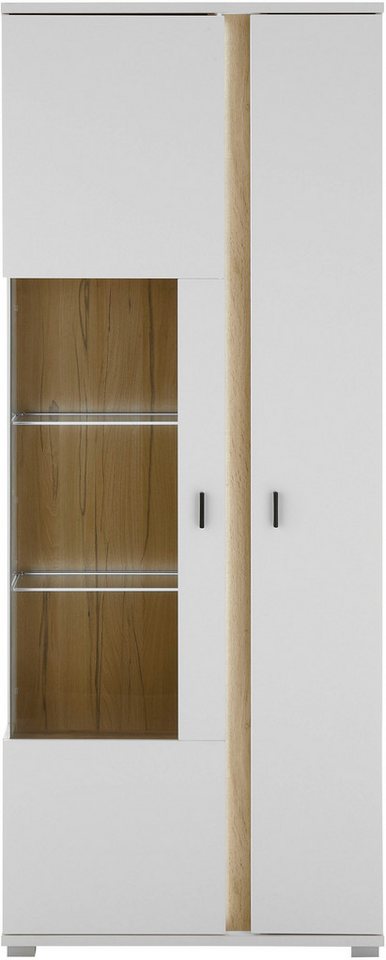 Home affaire Vitrine LONG ISLAND, Stauraumvitrine (1-St) in moderner Trendfarbe,inklusive senkrechter Beleuchtung,Breite 80 cm – Bild 3 von 5
