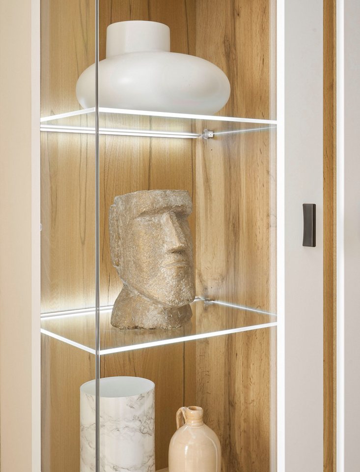Home affaire Vitrine LONG ISLAND, Stauraumvitrine (1-St) in moderner Trendfarbe,inklusive senkrechter Beleuchtung,Breite 80 cm – Bild 5 von 5