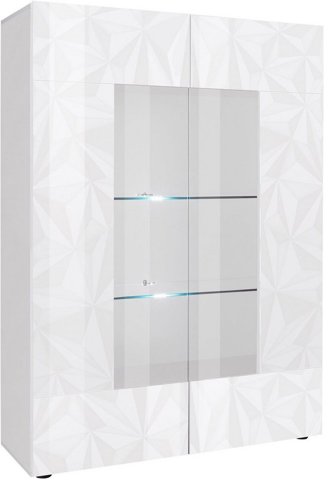 Home affaire Vitrine Prisma Höhe 166 cm, Breite 121 cm, Stauraumvitrine mit 2 Türen, Standvitrine - Front mit elegantem Siebdruck, grifflos, viel Stauraum – Bild 2 von 5