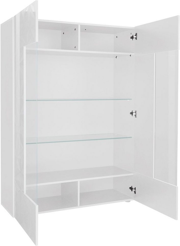 Home affaire Vitrine Prisma Höhe 166 cm, Breite 121 cm, Stauraumvitrine mit 2 Türen, Standvitrine - Front mit elegantem Siebdruck, grifflos, viel Stauraum – Bild 3 von 5