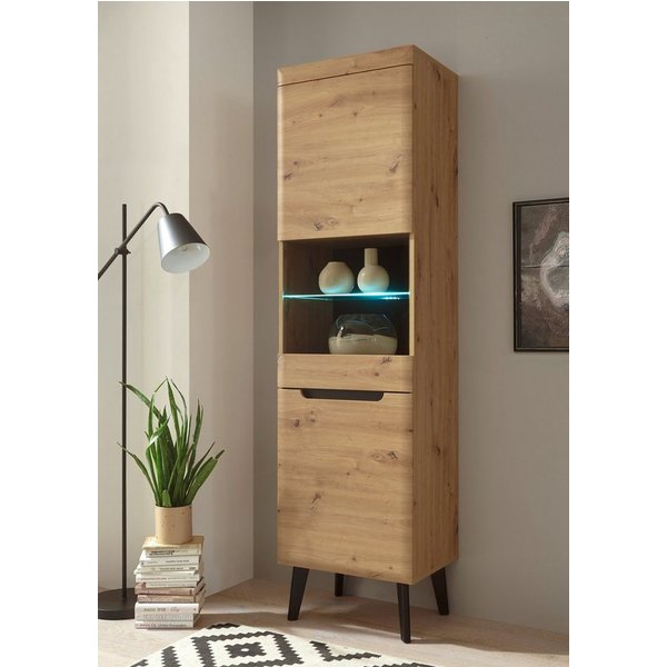 Home affaire Vitrine Torge, Hochschrank, Glasvitrine, Standvitrine, Vitrinenschrank (1-St) in drei verschiedenen Farben verfügbar, Glastür & -boden, 53 cm breit