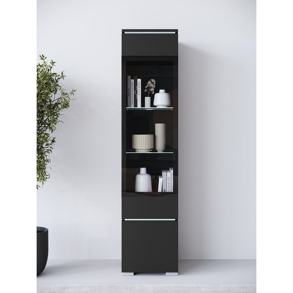 Home affaire Vitrine Vera, Glasvitrine, Höhe 130 cm, in verschiedenen Farbausführungen (1-St) LED-Beleuchtung, Türanschlag frei wählbar, stehend/hängend