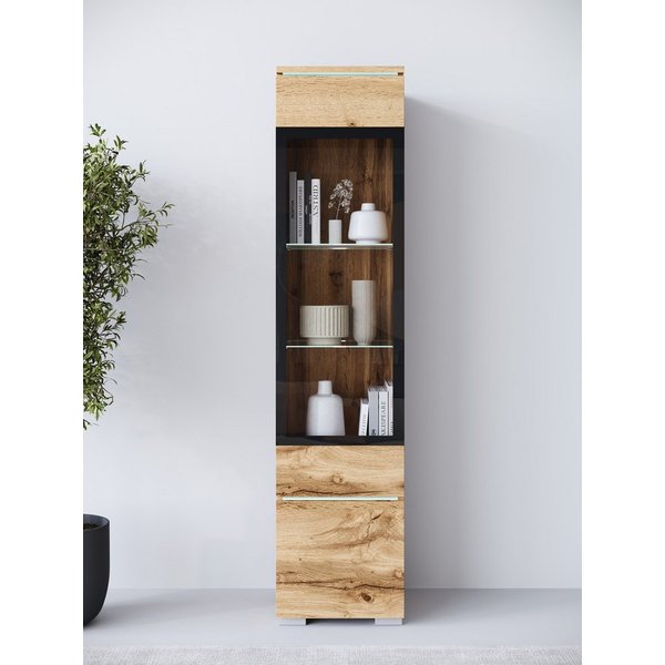 Home affaire Vitrine Vera, Glasvitrine, Höhe 130 cm, in verschiedenen Farbausführungen (1-St) LED-Beleuchtung, Türanschlag frei wählbar, stehend/hängend
