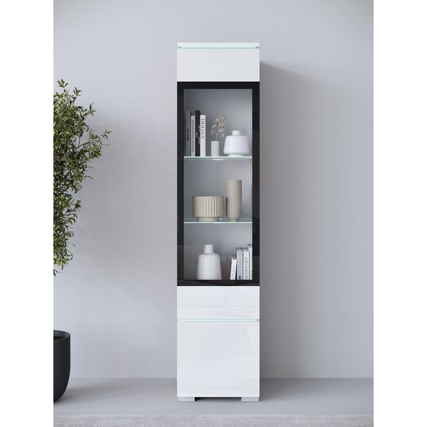 Home affaire Vitrine Vera, Glasvitrine, Höhe 130 cm, in verschiedenen Farbausführungen (1-St) LED-Beleuchtung, Türanschlag frei wählbar, stehend/hängend