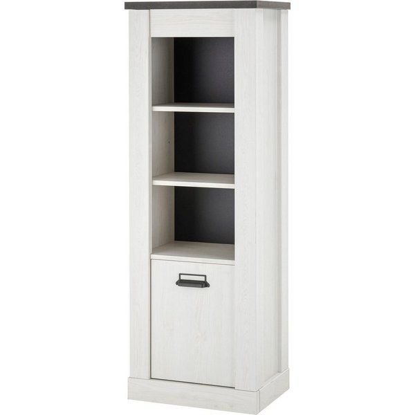 Home affaire Wäscheschrank SHERWOOD Hochkommode Kommode Schrank in modernem Holz Dekor, mit Apothekergriffen aus Metall, Höhe 146 cm