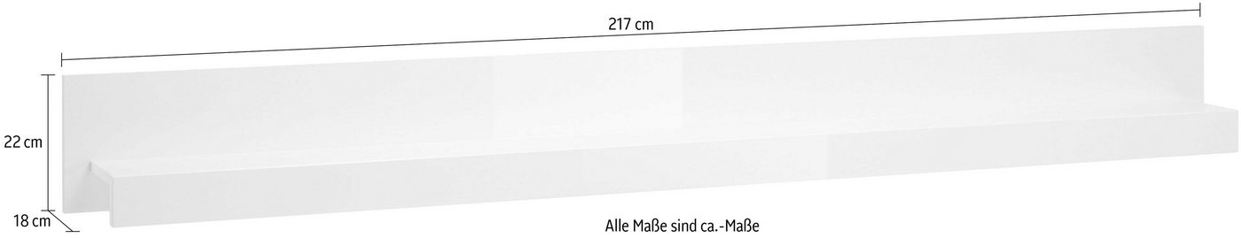 Home affaire Wandboard Carat, modernes Wandregal, Wandhalter mit Ablagefach, 217 cm breit, vielseitig einsetzbares Hängeregal, in Weiß Hochglanz – Bild 5 von 5