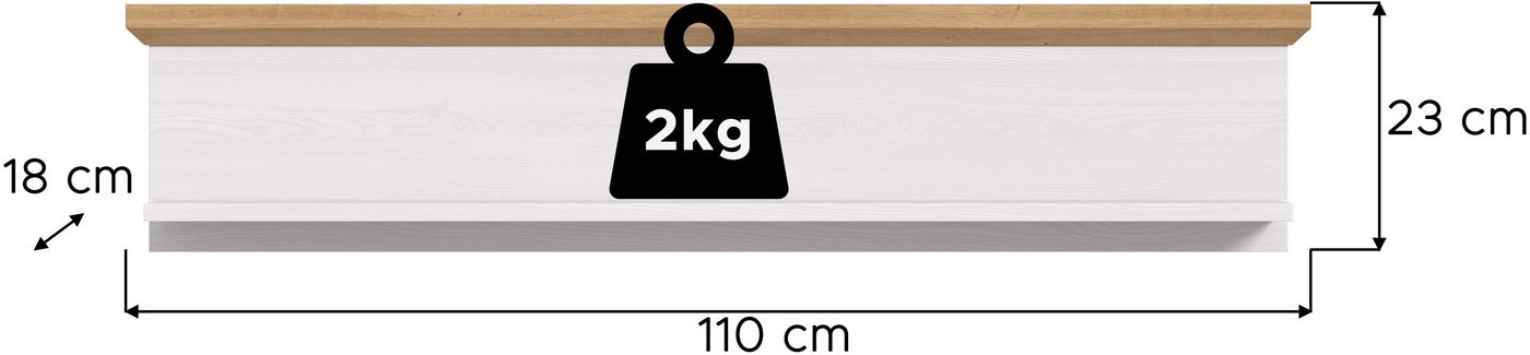 Home affaire Wandboard Cosenza, Breite 110 cm, Wandboard, 1-tlg., Wandboad 110 cm, Wohnzimmer, Esszimmer, Wandregal – Bild 5 von 5