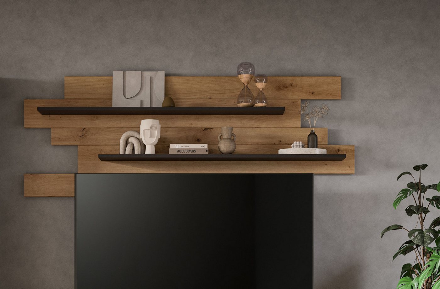 Home affaire Wandboard REHAT, Breite 180 cm, inkl. 2 Ablageböden, 1-tlg., Wandregal, Wandpaneel, Regal, Paneel, Ablageboard – Bild 2 von 5