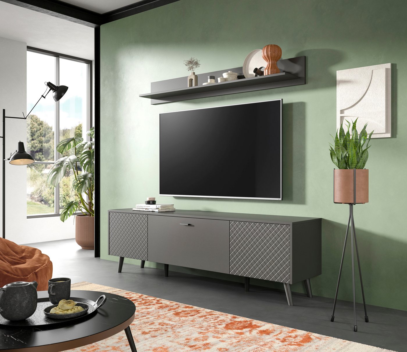 Home affaire Wandboard RHOMBUS, Breite 160 cm, 1-tlg., Wandregal, Wandboard, Wohnzimer, Esszimmer – Bild 2 von 5