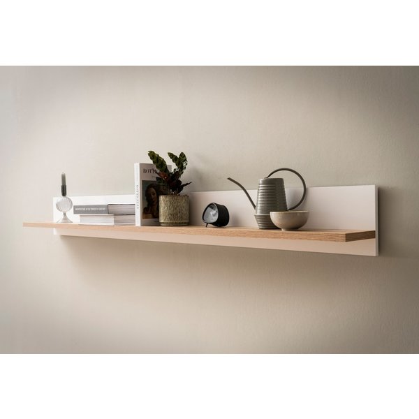 Home affaire Wandboard Salerno, modernes Wandregal, Wandhalter mit Ablagefläch, 180 cm breit, vielseitig einsetzbares Hängeregal, Weiß mit Eiche Evoke Dekor
