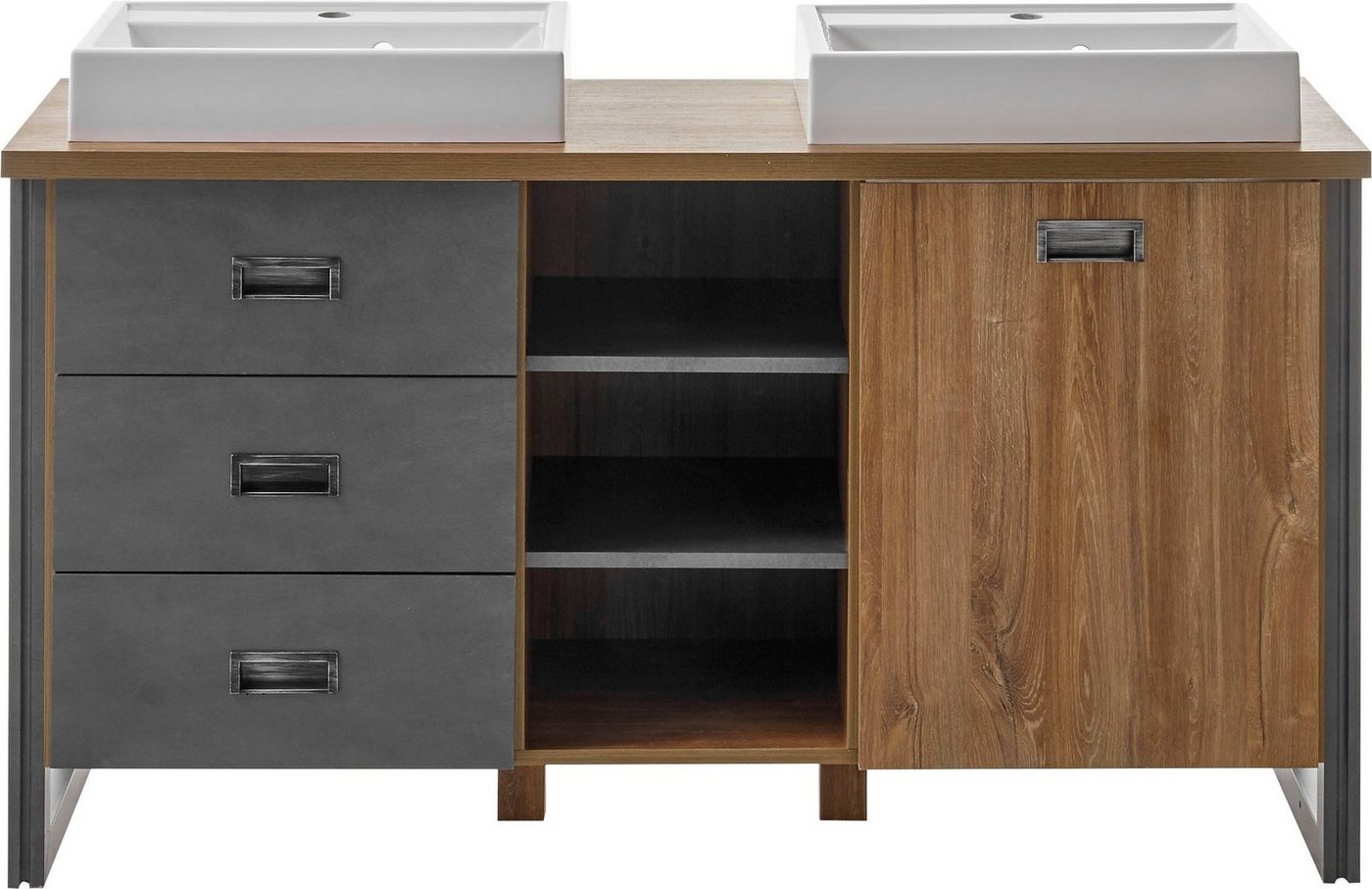 Home affaire Waschtisch Detroit, Unterschrank mit Apothekergriff, Badschrank, Industrialdesign – Bild 2 von 5