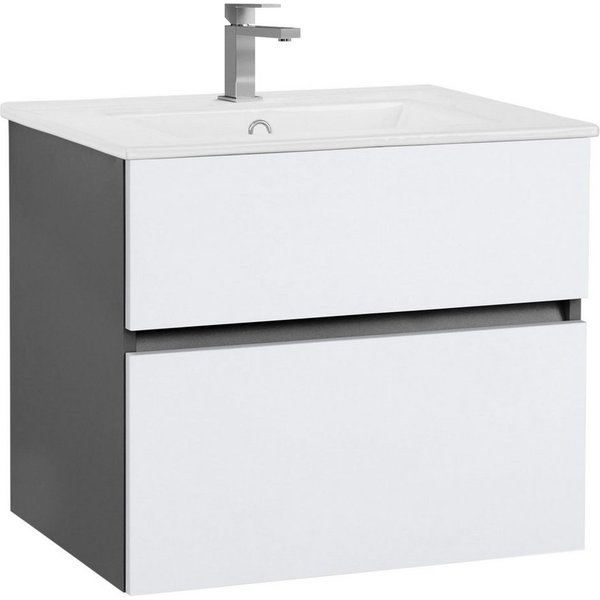 Home affaire Waschtisch Wisla, Waschplatz, Badezimmerschrank (Set, 2-St., Waschtisch mit Waschbecken), Badmöbel für Wandmontage mit Klappe, Schublade und Kerami