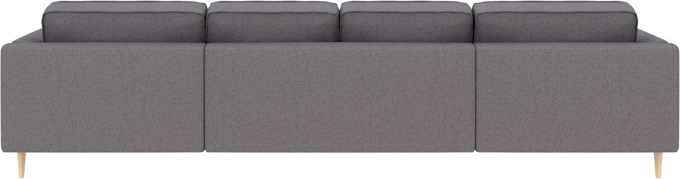 Home affaire Wohnlandschaft Booster, whlw. mit Schlaffunktion & Bettkasten, Fuß Buche lackiert, Sofa in U-Form, Breite 305 cm, in Cord oder Struktur – Bild 5 von 5