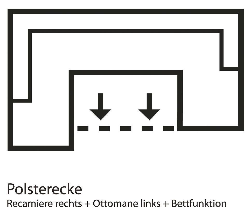 Home affaire Wohnlandschaft Budapest, viel Platz, Breite 288cm, zeitlos und elegant, U-Form, wahlweise mit Bettfunktion – Bild 2 von 5