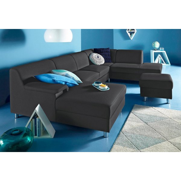 Home affaire Wohnlandschaft Jamie, zeitloses Design, fester Sitzkomfort, viel Platz, U-Form, wahlweise mit Bettfunktion