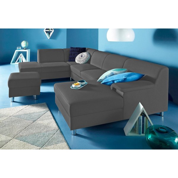 Home affaire Wohnlandschaft Jamie, zeitloses Design, fester Sitzkomfort, viel Platz, U-Form, wahlweise mit Bettfunktion