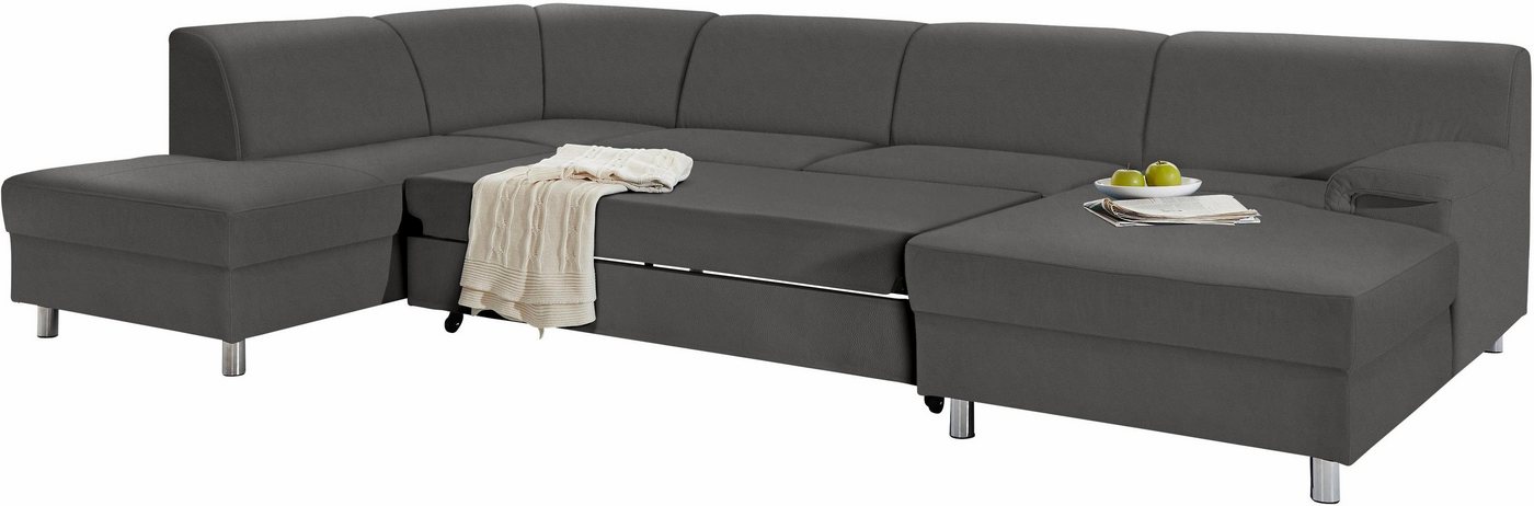Home affaire Wohnlandschaft Jamie, zeitloses Design, fester Sitzkomfort, viel Platz, U-Form, wahlweise mit Bettfunktion – Bild 2 von 5
