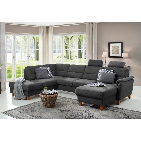 Home affaire Wohnlandschaft Palmera U-Form, B: 308 cm, große Stoff + Leder Auswahl, optional Schlaffunktion & Bettkasten, Federkern, XXL-Wohnlandschaft