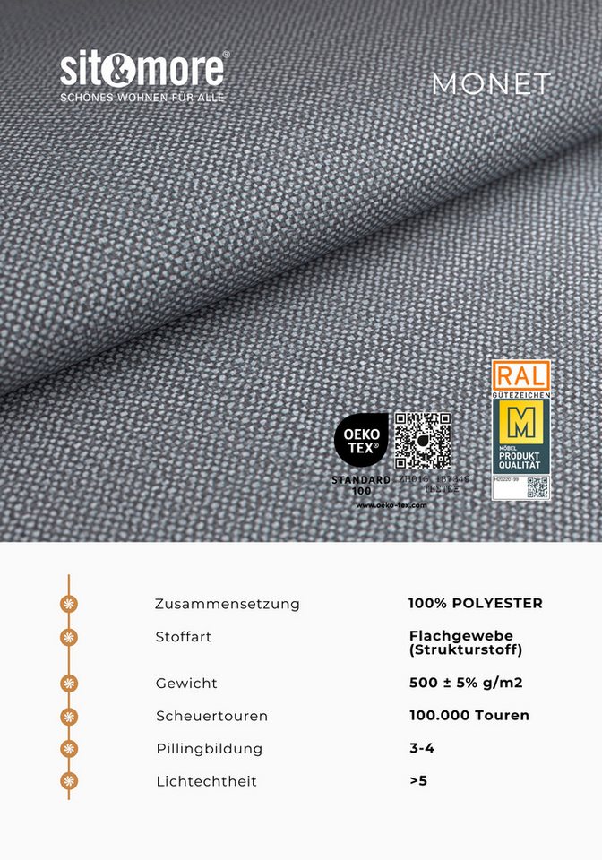 Home affaire Wohnlandschaft Palmera U-Form, B: 308 cm, große Stoff + Leder Auswahl, optional Schlaffunktion & Bettkasten, Federkern, XXL-Wohnlandschaft – Bild 5 von 5