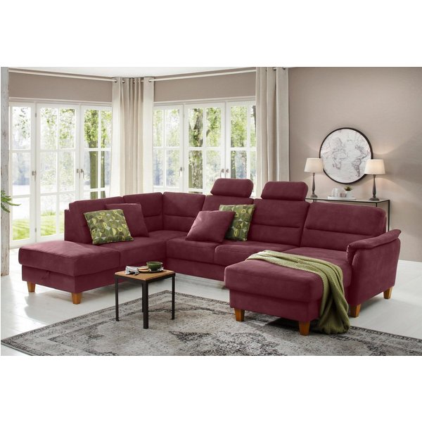 Home affaire Wohnlandschaft Palmera U-Form, B: 308 cm, große Stoff + Leder Auswahl, mit Schlaffunktion, optional Bettkasten, Federkern, XXL-Wohnlandschaft