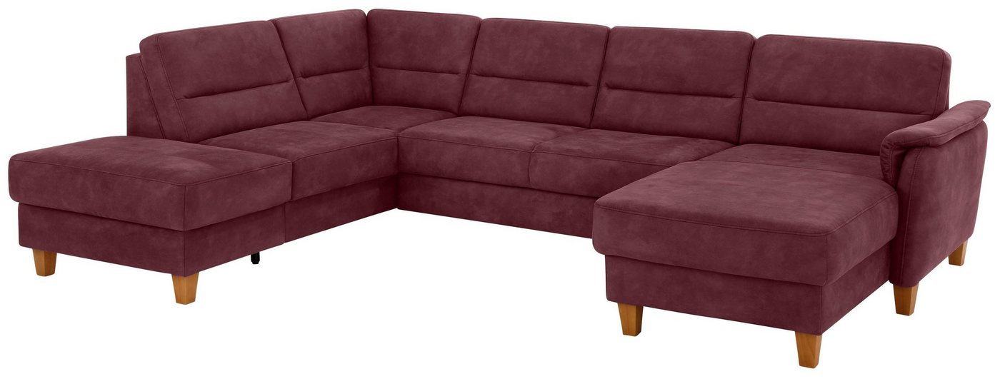 Home affaire Wohnlandschaft Palmera U-Form, B: 308 cm, große Stoff + Leder Auswahl, mit Schlaffunktion, optional Bettkasten, Federkern, XXL-Wohnlandschaft – Bild 2 von 5