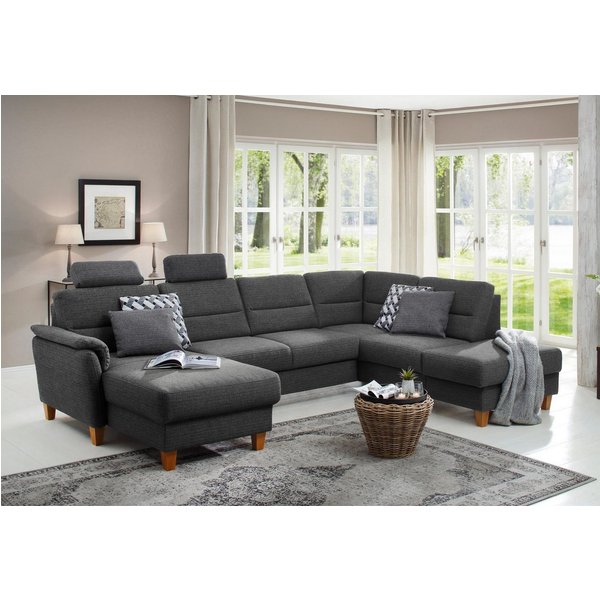 Home affaire Wohnlandschaft Palmera U-Form, B: 308 cm, große Stoff + Leder Auswahl, optional Schlaffunktion & Bettkasten, Federkern, XXL-Wohnlandschaft