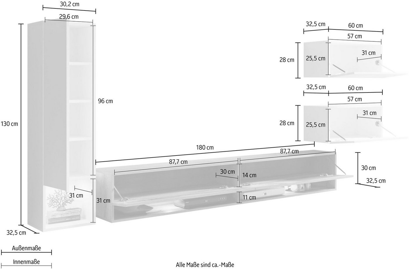 Home affaire Wohnwand Amadeo, (Set, 4-St) – Bild 5 von 5