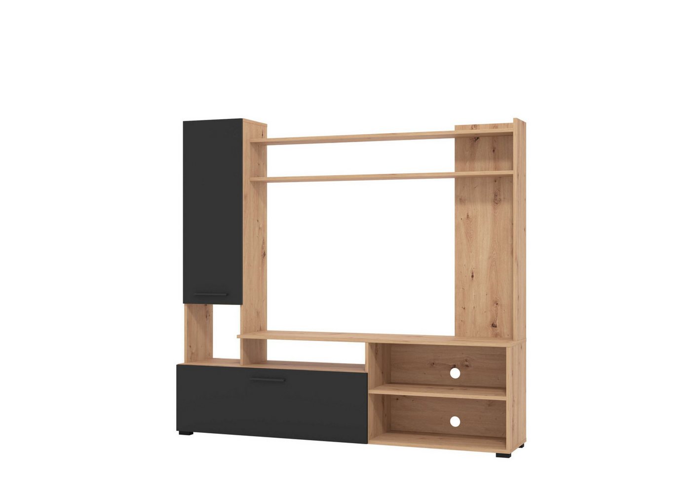 Home affaire Wohnwand Braga Wohnwand, Mediawand, Anbauwand, für TV bis 60', Breite 169 cm, (Komplett-Set, 3-St), Set besteht aus Standregal, TV-Board und Wandre – Bild 2 von 5