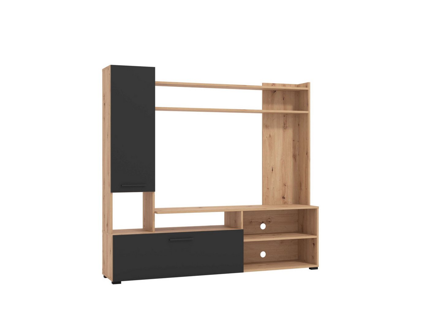 Home affaire Wohnwand Braga Wohnwand, Mediawand, Anbauwand, für TV bis 60', Breite 169 cm, (Komplett-Set, 3-St), Set besteht aus Standregal, TV-Board und Wandre – Bild 3 von 5