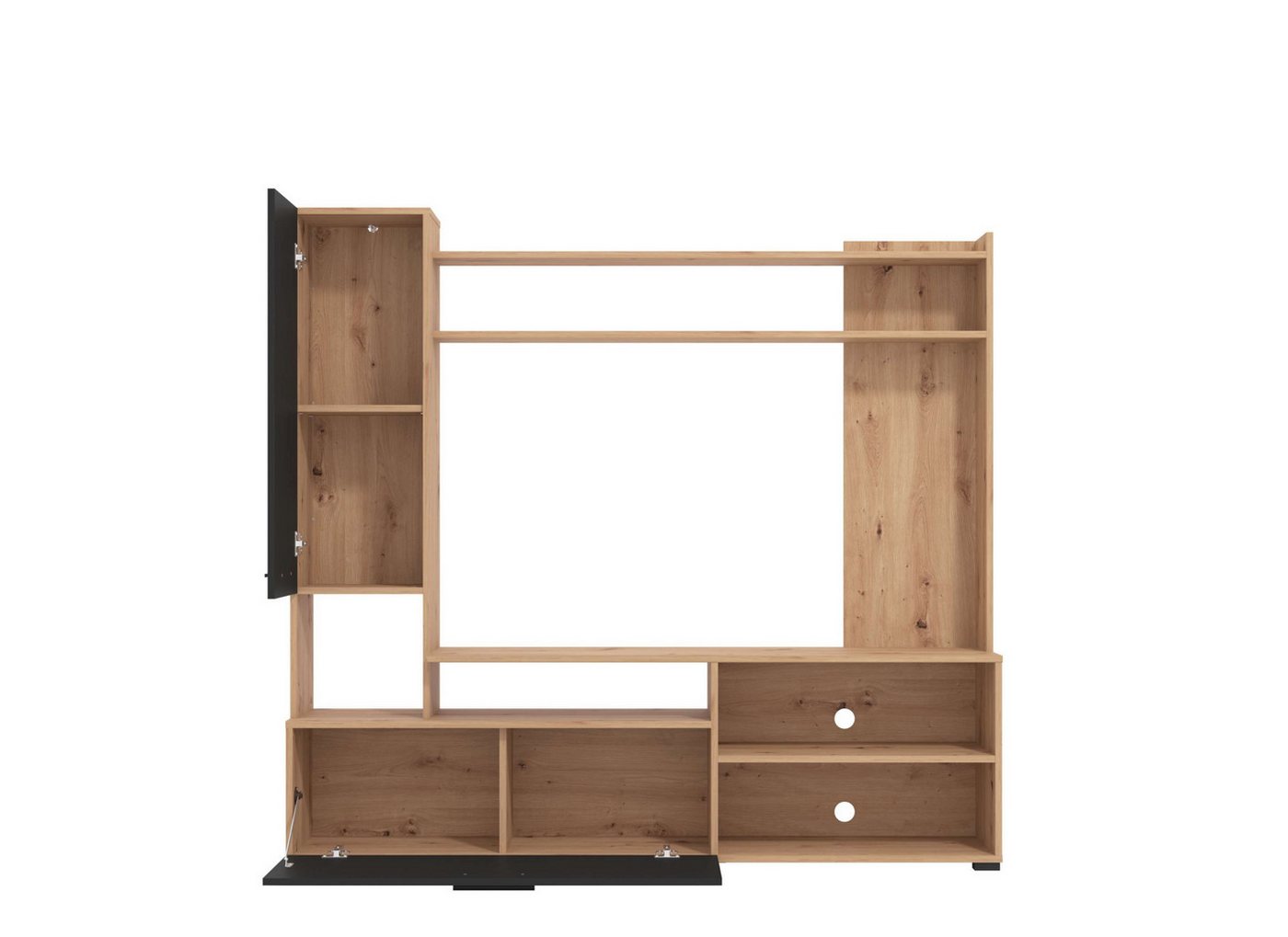 Home affaire Wohnwand Braga Wohnwand, Mediawand, Anbauwand, für TV bis 60', Breite 169 cm, (Komplett-Set, 3-St), Set besteht aus Standregal, TV-Board und Wandre – Bild 5 von 5