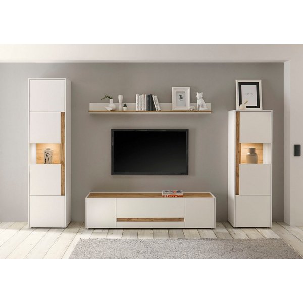 Home affaire Wohnwand City/Giron, moderne Anbauwand, Komplettset in vielen Farben verfügbar, (Set, 4-St), enthält zwei Vitrinen, ein Lowboard & ein Wandboard