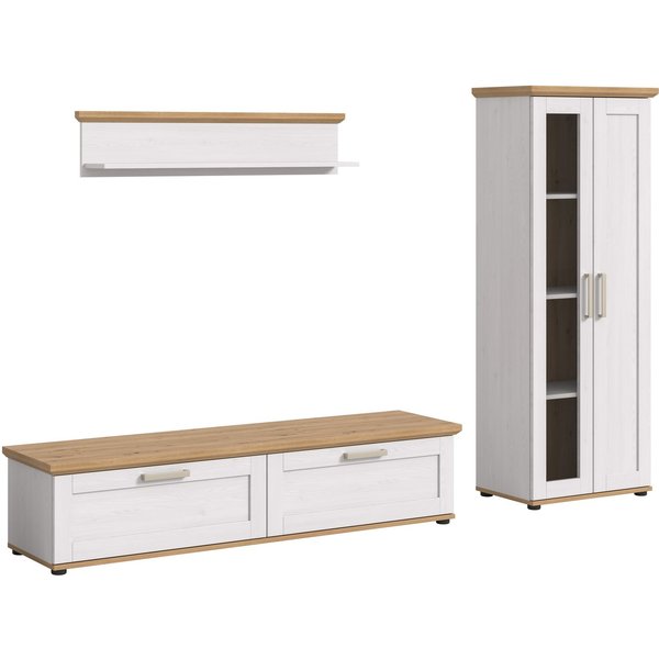 Home affaire Wohnwand Cosenza, (Set, 3-St), Cosenza, Breite: 336 cm, Vitrine, Lowboard, Wandboard