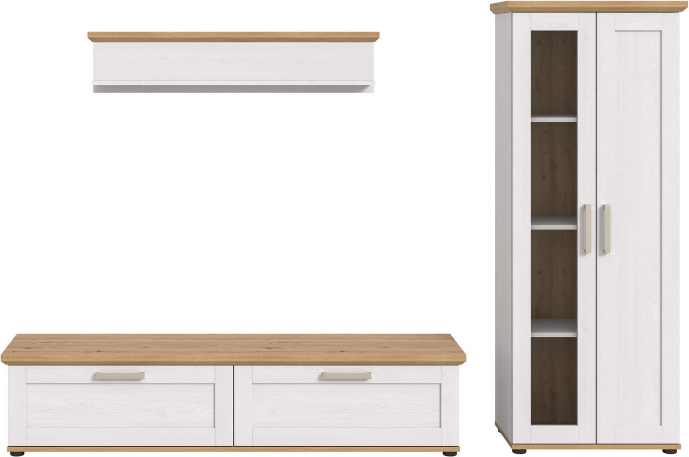 Home affaire Wohnwand Cosenza, (Set, 3-St), Cosenza, Breite: 336 cm, Vitrine, Lowboard, Wandboard – Bild 3 von 5
