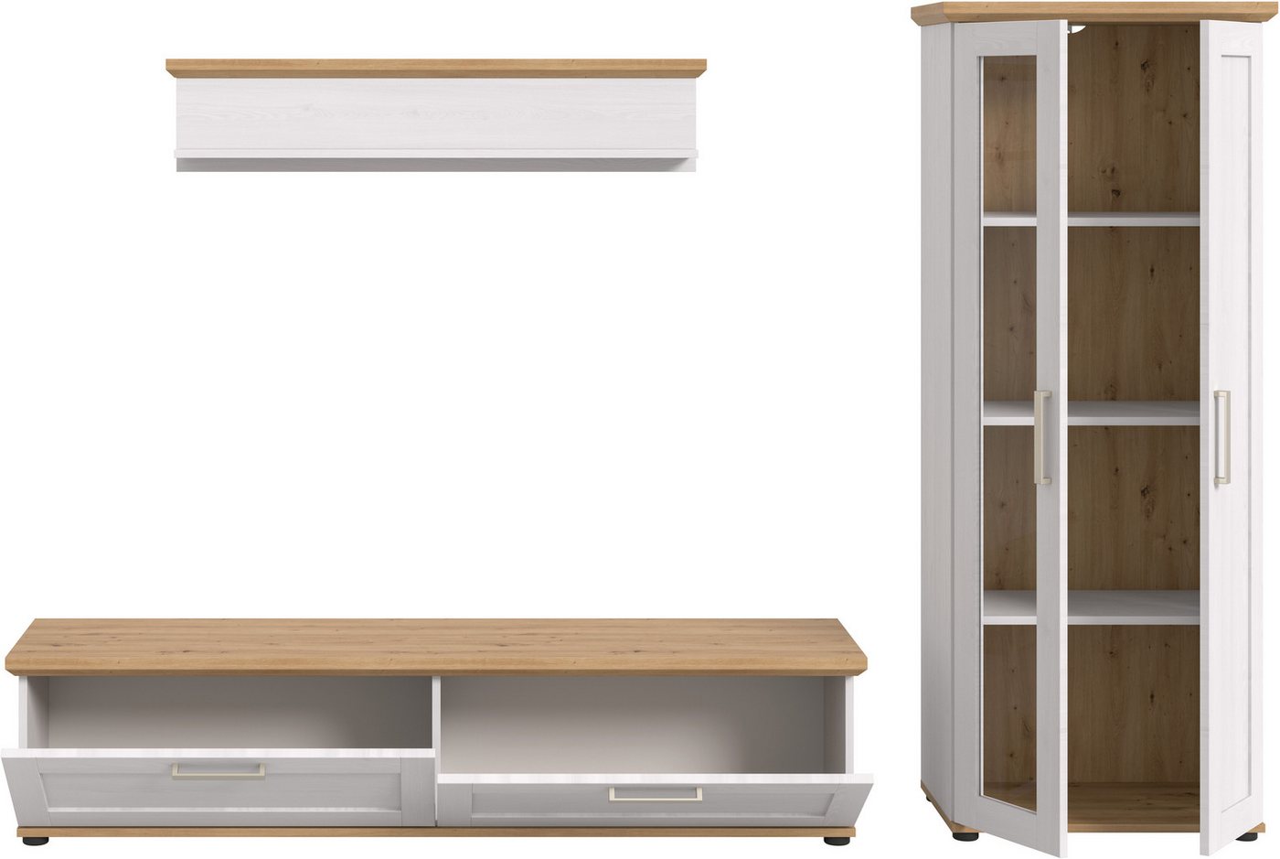 Home affaire Wohnwand Cosenza, (Set, 3-St), Cosenza, Breite: 336 cm, Vitrine, Lowboard, Wandboard – Bild 4 von 5