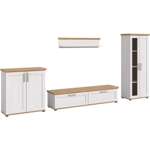 Home affaire Wohnwand Cosenza, (Set, 4-St), Cosenza, Breite: 336 cm, Vitrine, Highboard, Lowboard, Wandboard