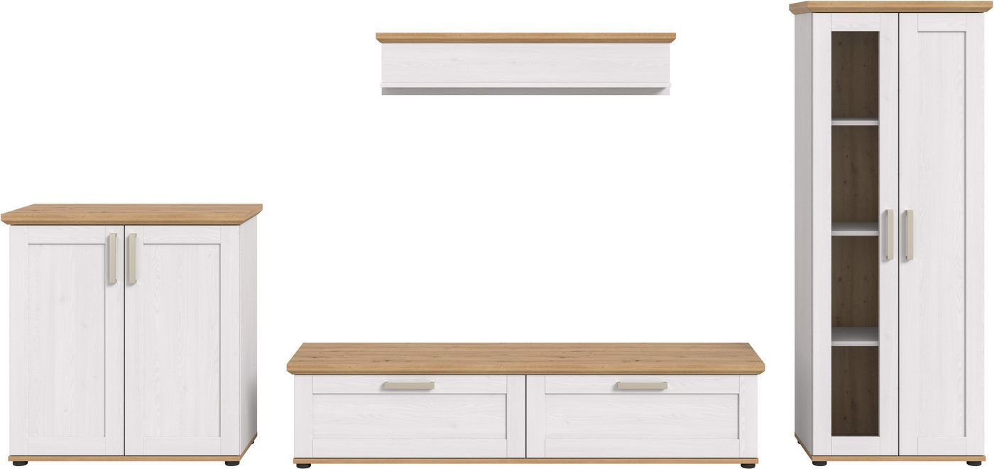 Home affaire Wohnwand Cosenza, (Set, 4-St), Cosenza, Breite: 336 cm, Vitrine, Highboard, Lowboard, Wandboard – Bild 3 von 5