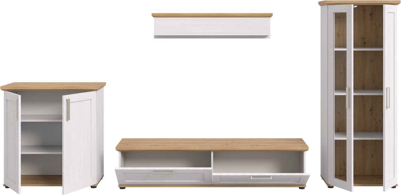 Home affaire Wohnwand Cosenza, (Set, 4-St), Cosenza, Breite: 336 cm, Vitrine, Highboard, Lowboard, Wandboard – Bild 4 von 5