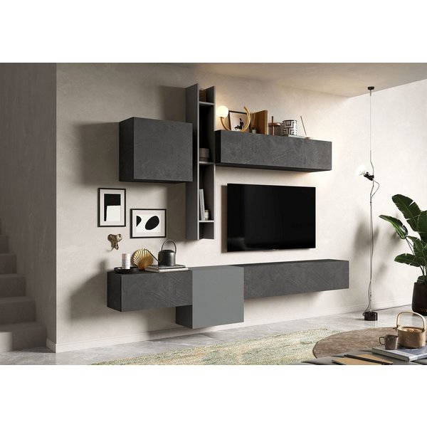 Home affaire Wohnwand Infinity, 6tlg. Breite 262 cm, Höhe variabel, Schrankwand, Anbauwand, (6-St), (Lowboard hängend, 2x Hängeschrank, 2x Hängewürfel, Wandrega