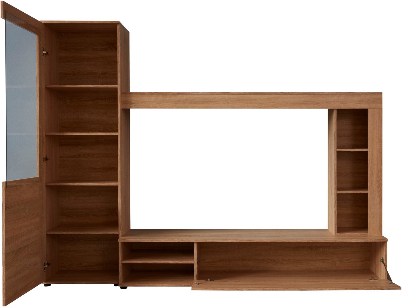 Home affaire Wohnwand Laholm, (Set, 4-St), Wohnwand mit Tür, Klappe & 6 Fächern - (B/T/H) 240/41/185 cm – Bild 3 von 5