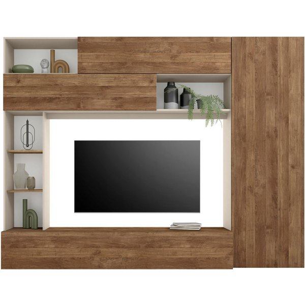 Home affaire Wohnwand PRATO, Breite 272 cm, Höhe 210 cm, Kompakt-Wohnwand, Mediawand, Schrankwand, moderne u. grifflose Optik, viel Stauraum