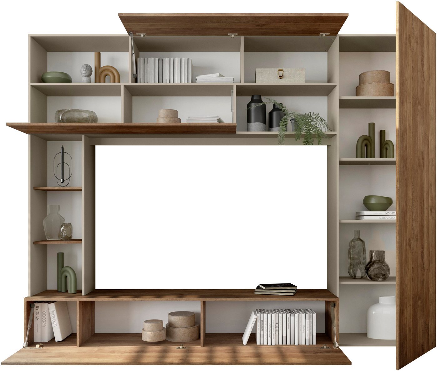 Home affaire Wohnwand PRATO, Breite 272 cm, Höhe 210 cm, Kompakt-Wohnwand, Mediawand, Schrankwand, moderne u. grifflose Optik, viel Stauraum – Bild 3 von 5