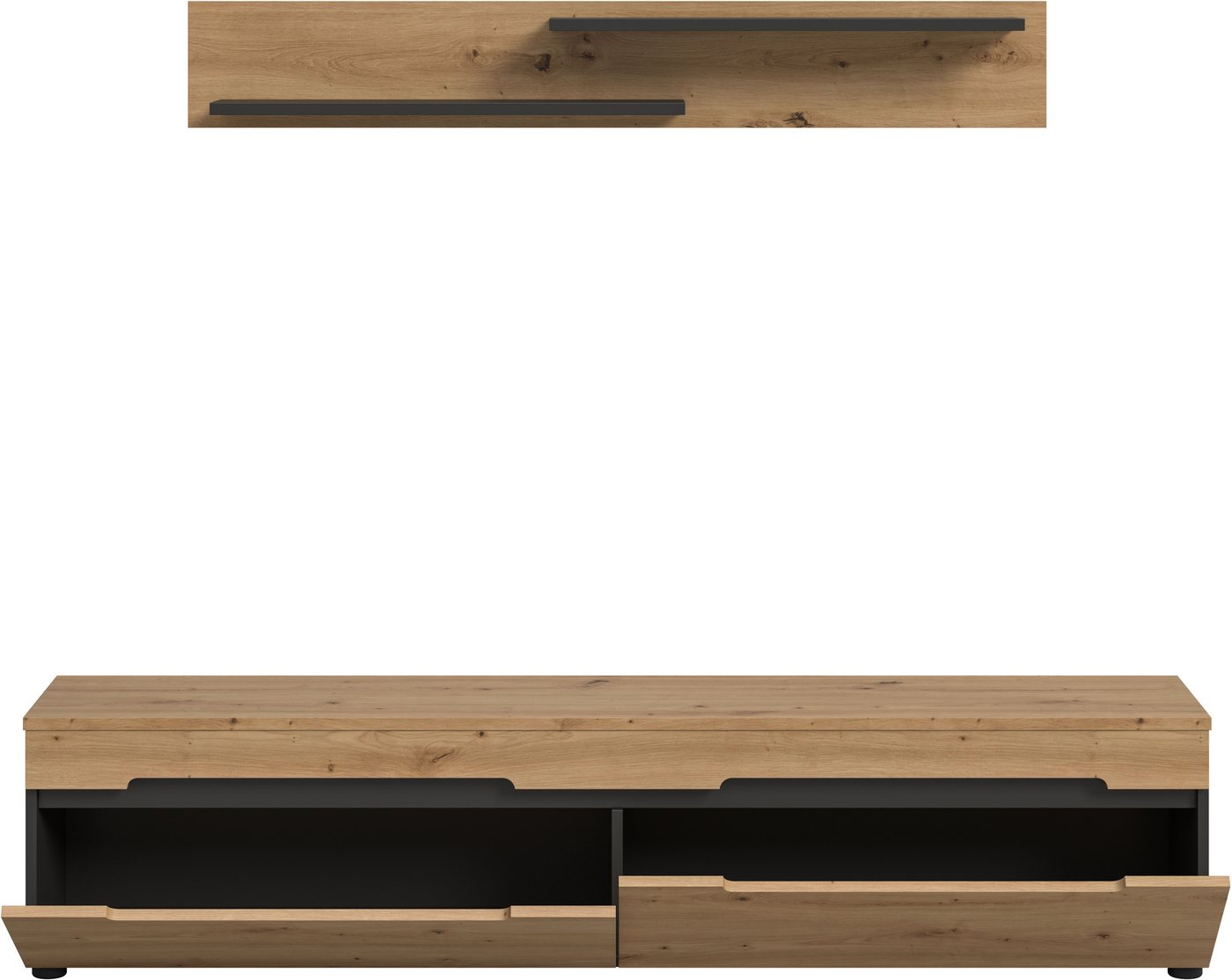 Home affaire Wohnwand REHAT, TOPSELLER!, 2-teilig, wahlweise stehend und hängend montierbar, (2-St., Set bestehend aus: Wandboard (13x19x8 cm) und Lowboard (170 – Bild 4 von 5