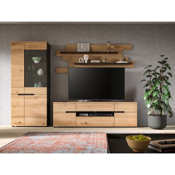 Home affaire Wohnwand REHAT, TOPSELLER!, 3-teilig, Breite 280 cm, individuell stellbar, (3-St., Set bestehend aus: Vitrine, Lowboard und Wandboard), Kombination