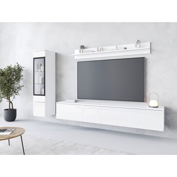 Home affaire Wohnwand VERA I, Vitrinen Türanschlag links/rechts wechselbar, (Komplett-Set, 3-St), Mediawand 230 cm, Vitrine mit Verglasung, stehend und hängend