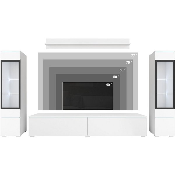 Home affaire Wohnwand VERA II, Vitrinen Türanschlag wechselbar, (Komplett-Set, 4-St), Vitrine mit Verglasung, stehend und hängend, inklusive Beleuchtung