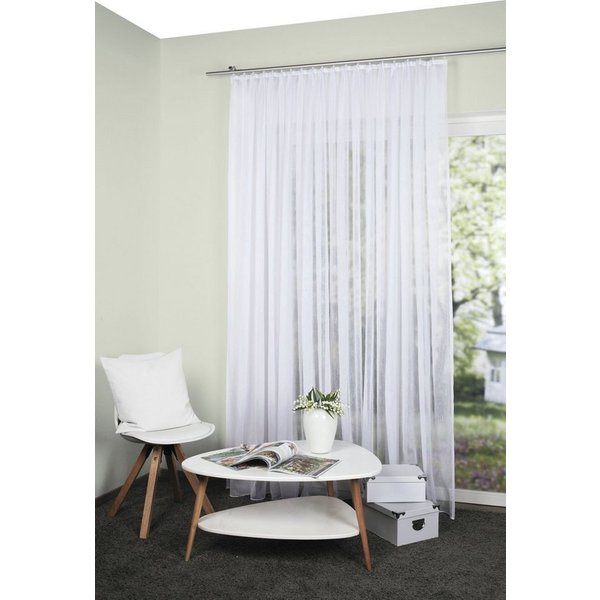 Home Basics Gardine FLAMIO, 1 Stück, transparent, Flammgarn (1 St), Multifunktionsband, transparent, Fertigstore Flammgarn