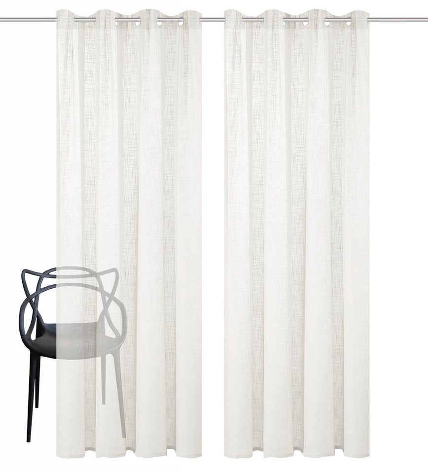 Home Basics Vorhang SOFTY 2er Pack (2 St), Ösen, halbtransparent, 2er Pack Ösenschal SOFTY Uni – Bild 2 von 5