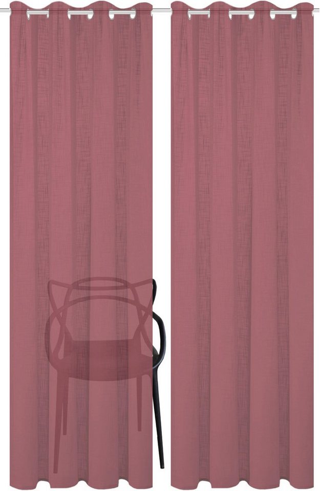 Home Basics Vorhang SOFTY 2er Pack (2 St), Ösen, halbtransparent, 2er Pack Ösenschal SOFTY Uni – Bild 2 von 5